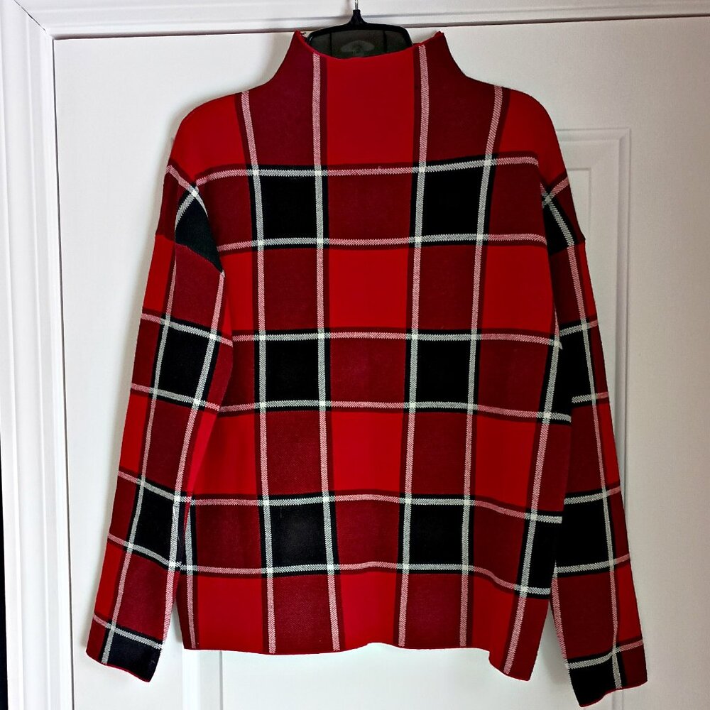 NWOT! MOCK NECK PLAID SWEATER RACHEL ZOE SZ M